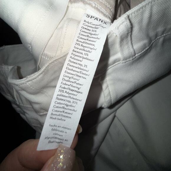 NEW SPANX BRIGHT WHITE Stretch Twill Cropped Wide Leg Pant POCKETS SZ L - Picture 11 of 15